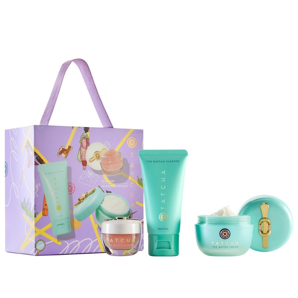 Tatcha Skincare Set, Water Cream , Kissu lipmask, Matcha clease, $119 retail